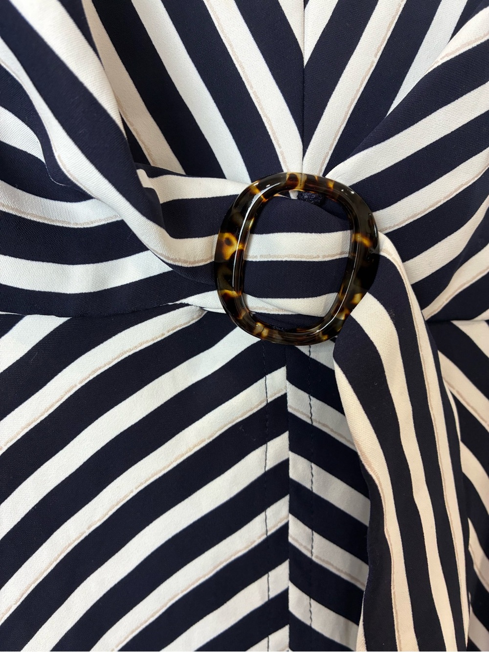 Joseph Ribkoff Dress Navy White Striped Maxi Ring Detail Size Medium nautical - Picture 6 of 11